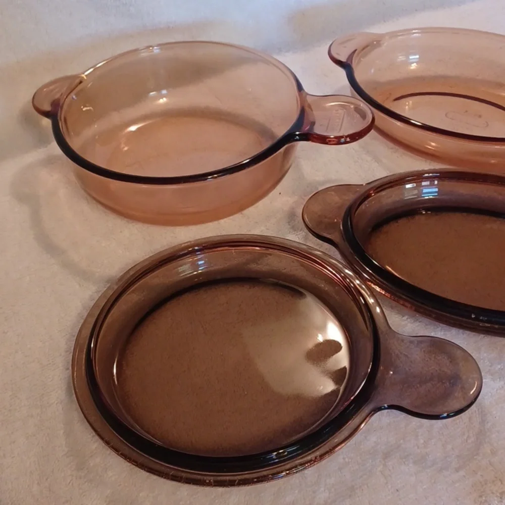 Visionware cookware both hold 16oz. 2 casserole dishes amber Vision ware